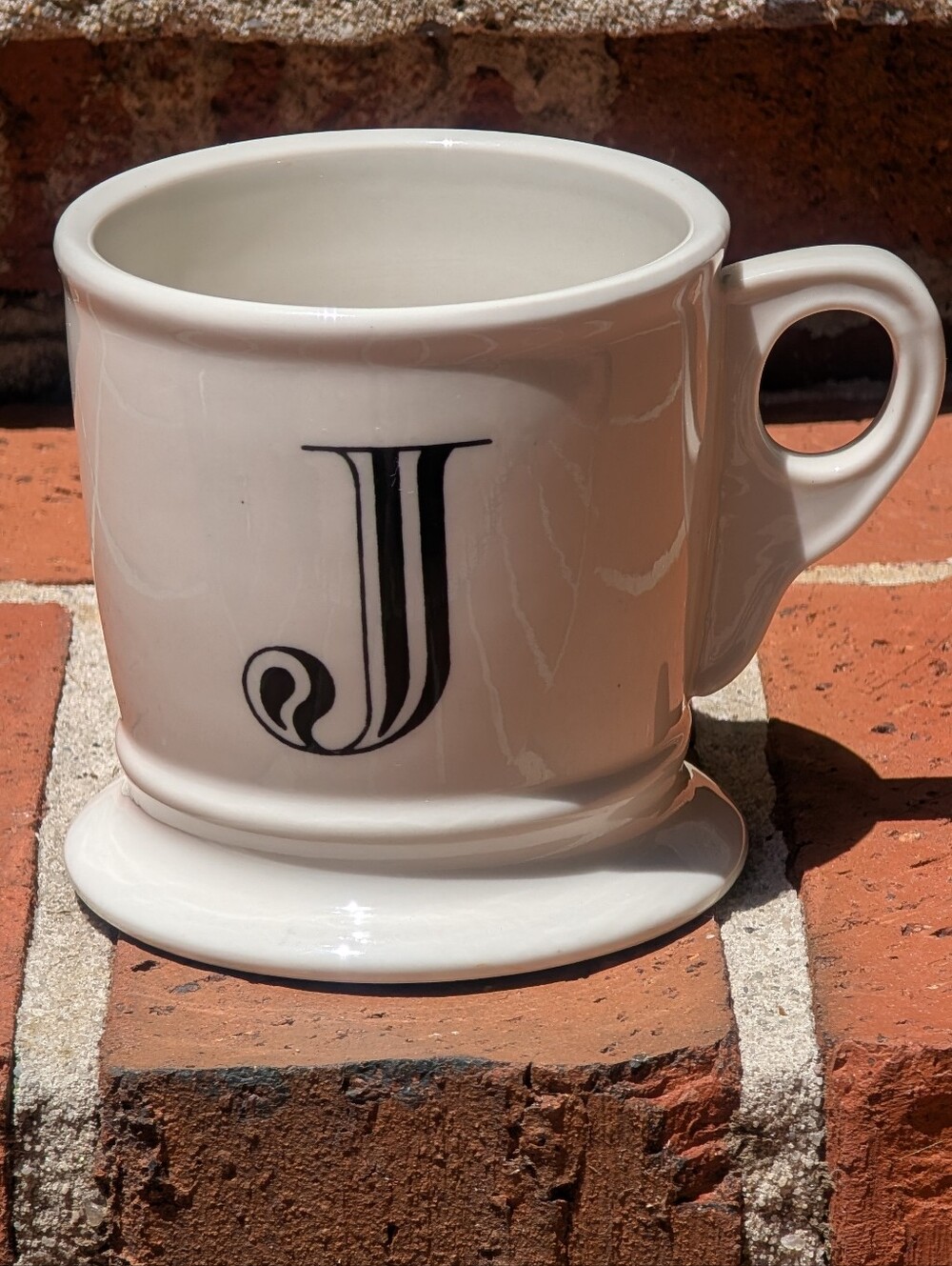 Anthropologie Coffee Mug Letter J Initial Monogram Black & White